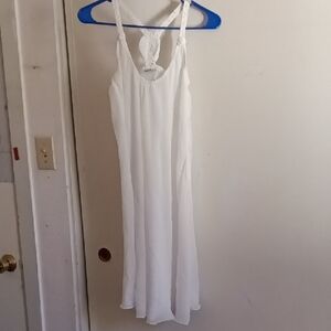 White A-Line Chemise with V-Neck and Thin Straps